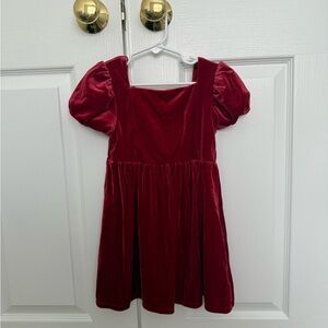 GAP kids Red Velvet Puff Sleeve Dress